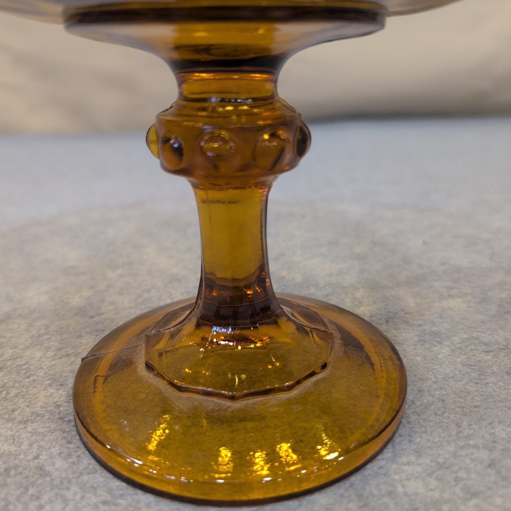 Indiana Glass‎ Amber Teardrop Garland Pedestal Compote Scalloped Candy Dish - Picture 4 of 8
